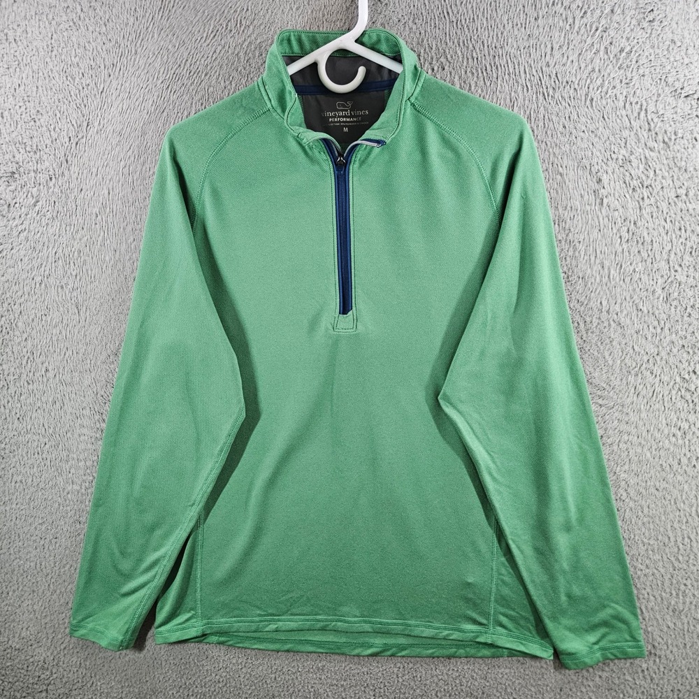 Vineyard Vines Performance Mens Green Quarter Zip Pullover Sweater Size M